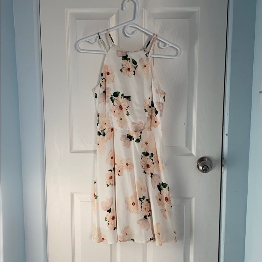 White floral fit and flare dress
